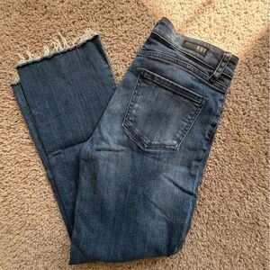 Kut from the Kloth Dark Blue Denim Jeans Kelsey Ankle Cropped with Fray 2